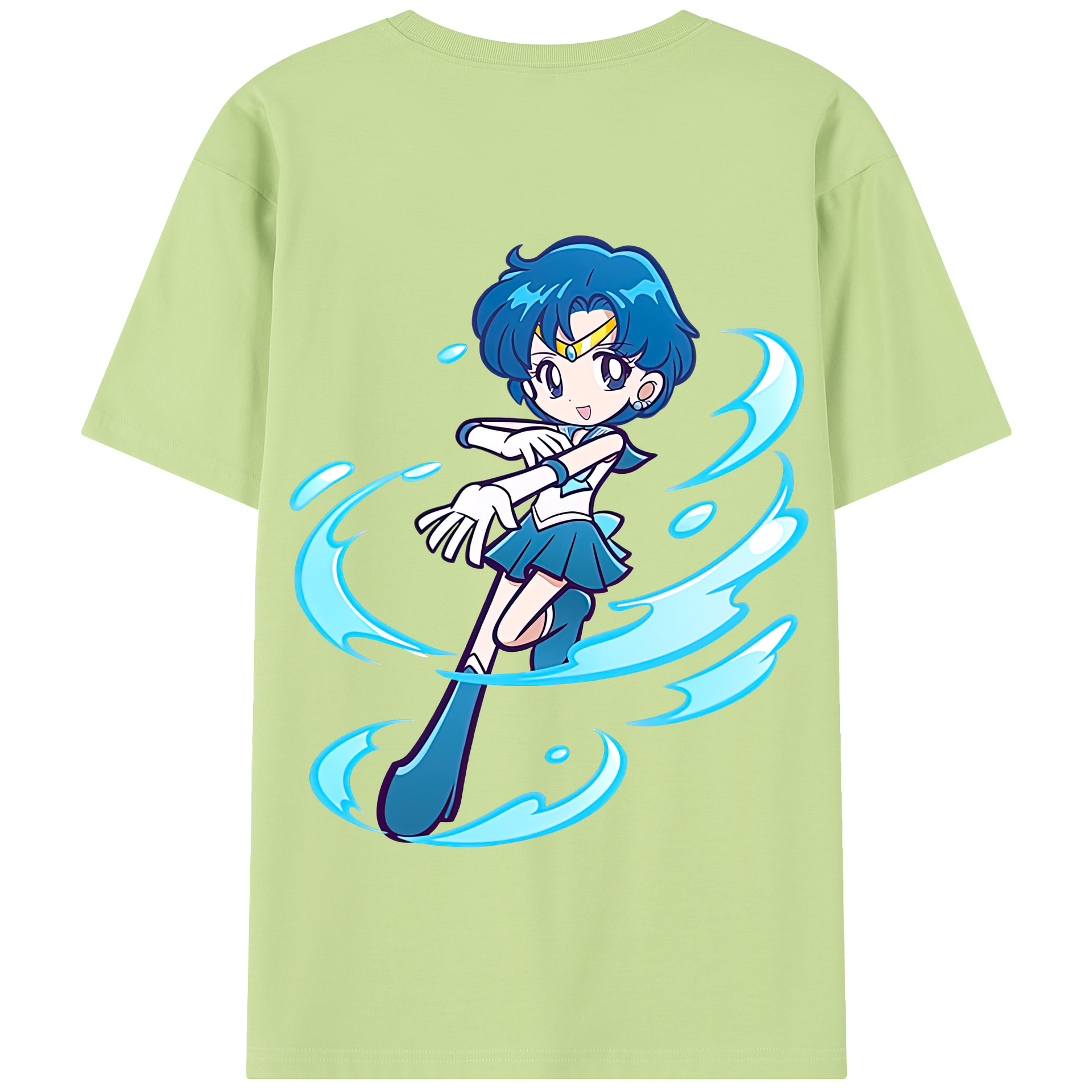 （画像用） 美少女戦士セーラームーン 水野 亜美 みずの あみ Sailor Moon Mizuno Ami 綿100％半袖Tシャツ（背面プリント）